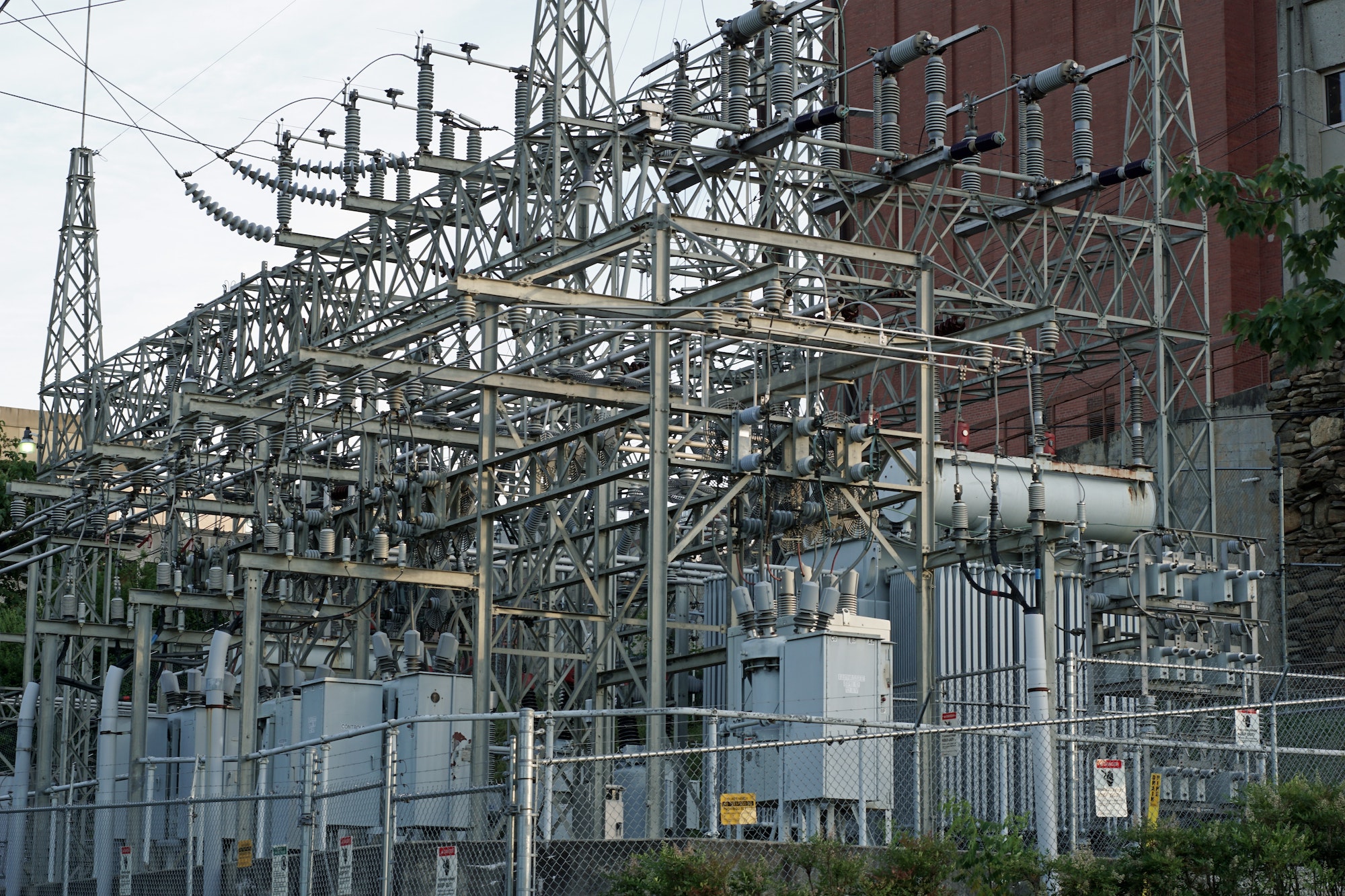 Electric substation in an urban setting.
